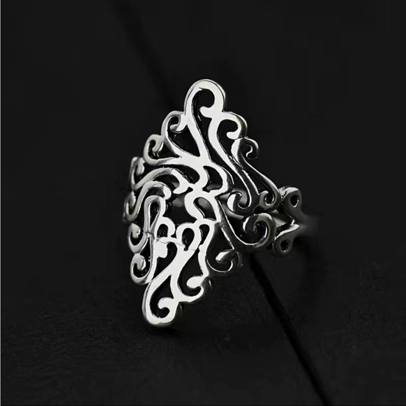 Vintage Opening Tailor Silver Ring, Personality Exaggerated Leaf Finger Ring - Picture 2 of 6